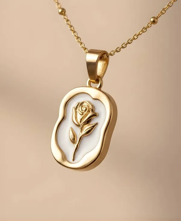 White_Stainless_Steel_Anti_Tarnish_Rosaria_Pendant_For_Women