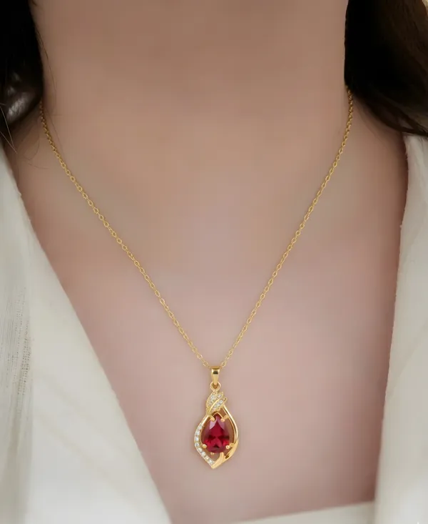Red_Stainless_Steel_Anti_Tarnish_Ruby_Drop_For_Women