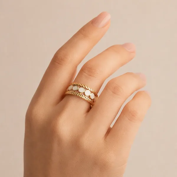 Regal_Dot_Ring_Golden_Stainless_Steel_Anti_Tarnish_For_Women