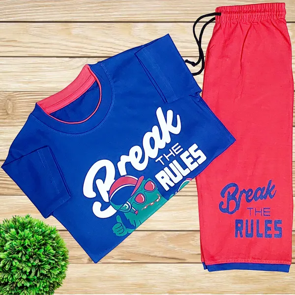 Royal_Blue_And_Red_100_%_Cotton_T-Shirt_&_Pant_Set_For_Kids