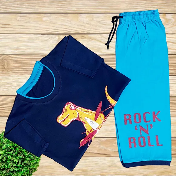Blue_100_%_Cotton_T-Shirt_&_Pant_Set_For_Kids
