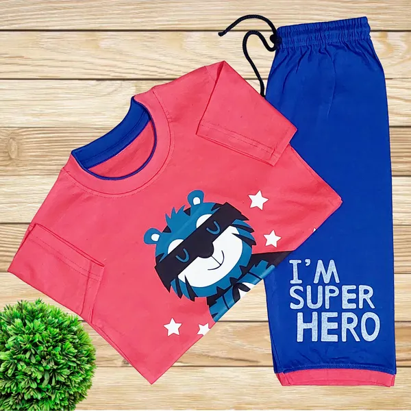Red_And_Blue_100_%_Cotton_T-Shirt_&_Pant_Set_For_Kids(Pack_Of_2)