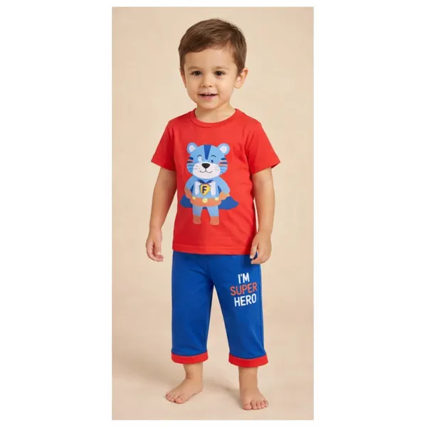 Red_And_Royal_Blue_100_%_Cotton_T-Shirt_&_Pant_Set_For_Kids