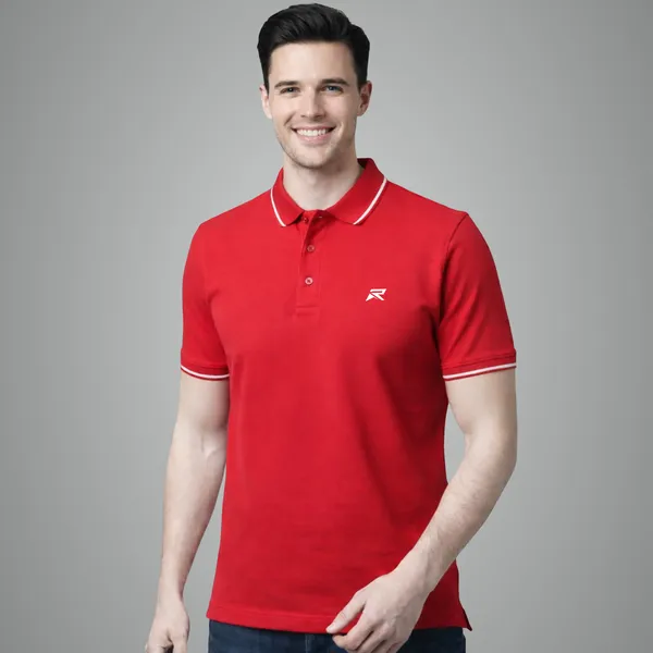 Red_100_%_Cotton_Polo_T-Shirt_For_Men