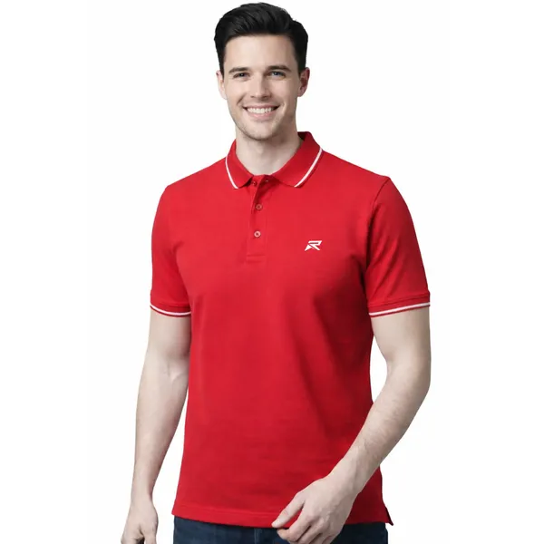 Red_100_%_Cotton_Polo_T-Shirt_For_Men