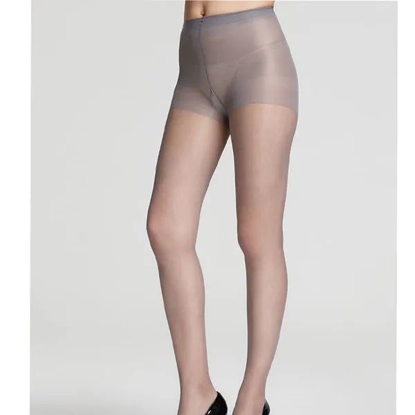 Lightgrey_Cotton_Full_Support_Control_Reinced_Toe_Pantyhose_Top_For_Women