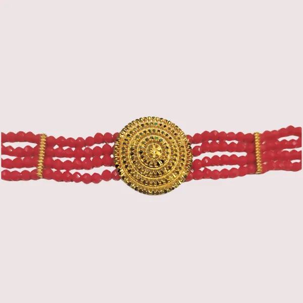 Red_Bold_Elegance_Beaded_Necklace_With_Ornate_Gold_Medallion_For_Women