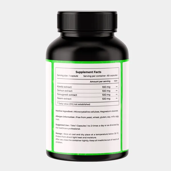 VREEX_Diabetic_Care_Karela_Jamun_Neem_Fenugreek_Extract_Capsules__Blood_Sugar_Support_&_Metabolism_Booster__Herbal_Wellness_Supplement___60_Veg_Capsules