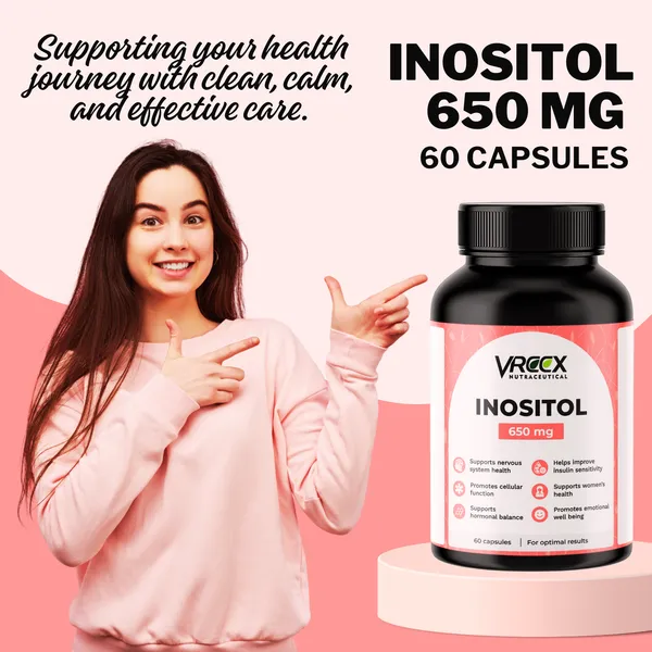 VREEX_Inositol_650_mg__Inositol_for_Hormonal_Balance,_Mood_&_Metabolic_Support__Supports_Ovarian_Health_&_Nervous_System__60_Veg_Capsules