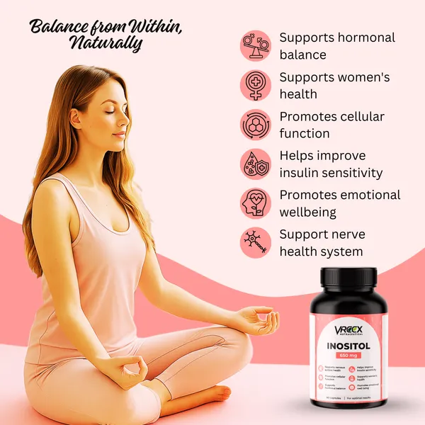 VREEX_Inositol_650_mg__Inositol_for_Hormonal_Balance,_Mood_&_Metabolic_Support__Supports_Ovarian_Health_&_Nervous_System__60_Veg_Capsules
