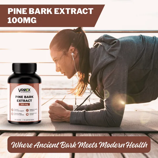 VREEX_Pine_Bark_Extract_100mg_Capsules__Natural_Antioxidant_Support__Helps_Maintain_Circulation,_Skin_&_General_Wellness__Herbal_Supplement_60_Veg_Capsules