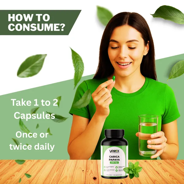 VREEX_Carica_Papaya_Leaf_Extract_500_mg__Supports_Healthy_Platelet_Function,_Immunity_&_Digestion__Natural_Herbal_Supplement_(60_Capsules)