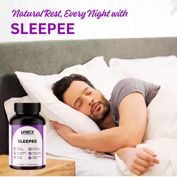 VREEX_SLEEPEE_with_Natural_Ingredients_Melatonin,_Valerian_Root,_Chamomile,_L-Theanine_&_Magnesium_Bisglycinate__Relax_&_Sleep_Support_(60_Veg_Capsules)