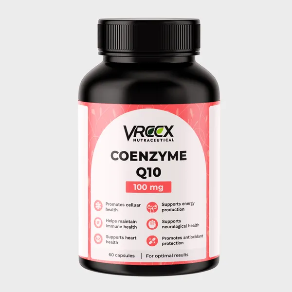 VREEX_Coenzyme_Q10_(CoQ10)_100_mg_with_Piperine,_Supports_Heart_Health,_Boost_Energy_Production_and_Antioxidant_Protection_(60_Capsules)