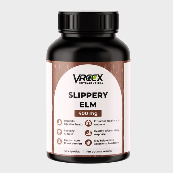 VREEX_Slippery_Elm_Bark_400mg__Herbal_Digestive_Comfort,_Gut_Balance_&_Throat_Soothing_Support__60_Vegetarian_Capsules