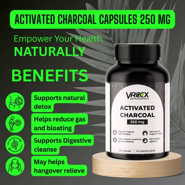 VREEX_Activated_Charcoal_250_mg__Supports_Natural_Detox,_Helps_Reduce_Gas_&_Bloating_and_Digestive_Cleanse_(60_Veg_Capsules)
