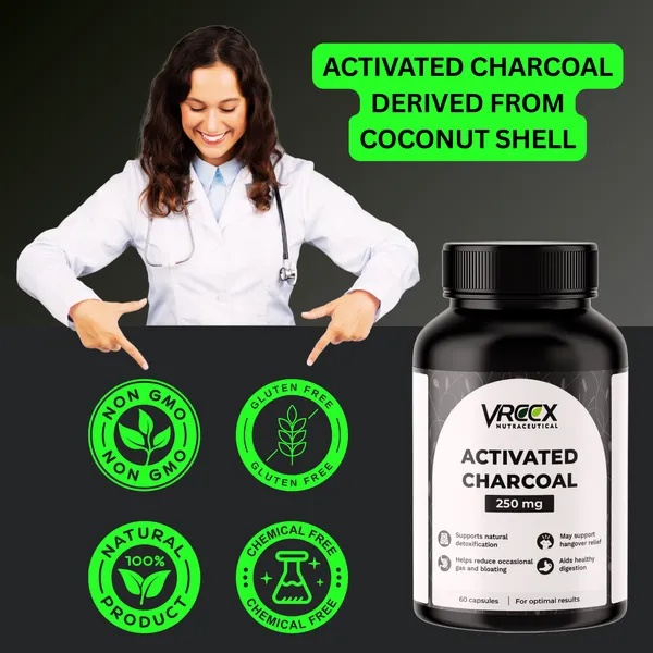 VREEX_Activated_Charcoal_250_mg__Supports_Natural_Detox,_Helps_Reduce_Gas_&_Bloating_and_Digestive_Cleanse_(60_Veg_Capsules)