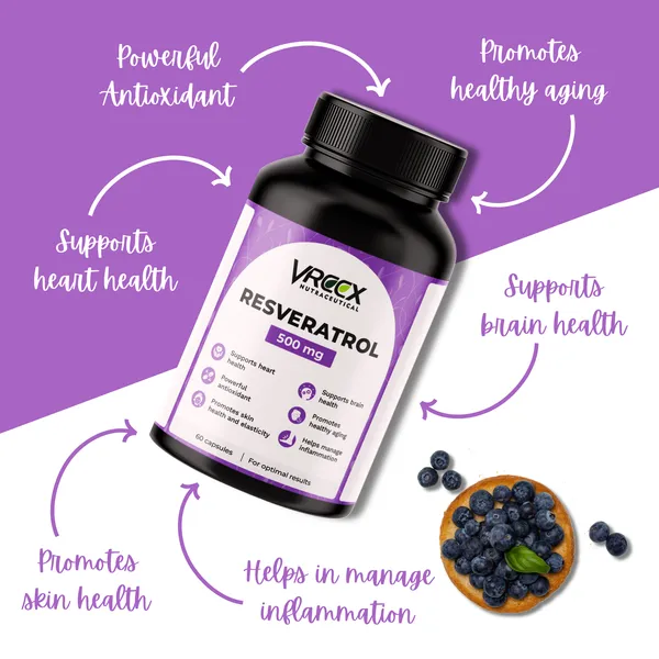 VREEX_Resveratrol_500_mg__Natural_Antioxidant_Support__Promotes_Heart_Health,_Healthy_Aging_&_Cellular_Function_(60_Capsules)