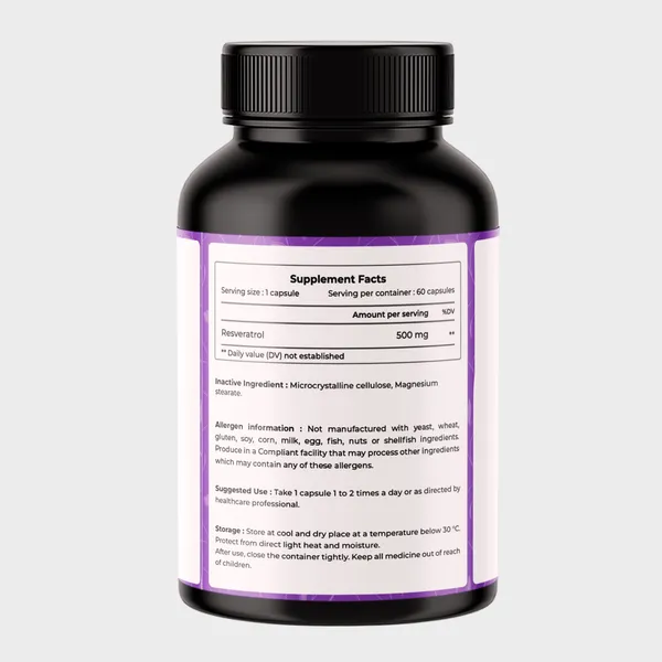 VREEX_Resveratrol_500_mg__Natural_Antioxidant_Support__Promotes_Heart_Health,_Healthy_Aging_&_Cellular_Function_(60_Capsules)