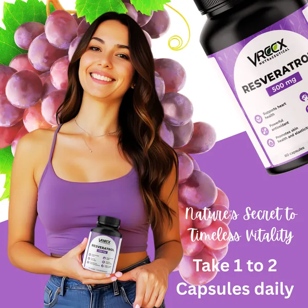 VREEX_Resveratrol_500_mg__Natural_Antioxidant_Support__Promotes_Heart_Health,_Healthy_Aging_&_Cellular_Function_(60_Capsules)