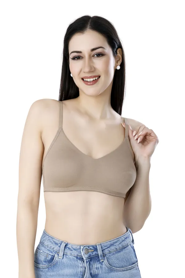 Beige_Pc_Soft_Cotton_Everyday_T_Shirt_Bra_For_Women