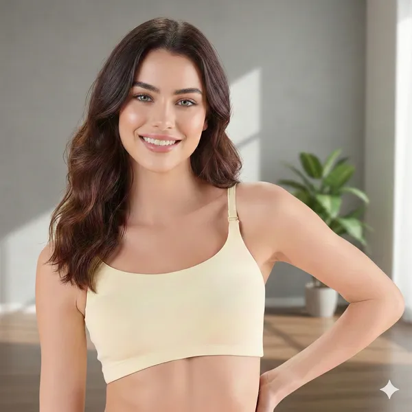 CREAM_Cotton_Lycra_Sports_Bra_For_Women
