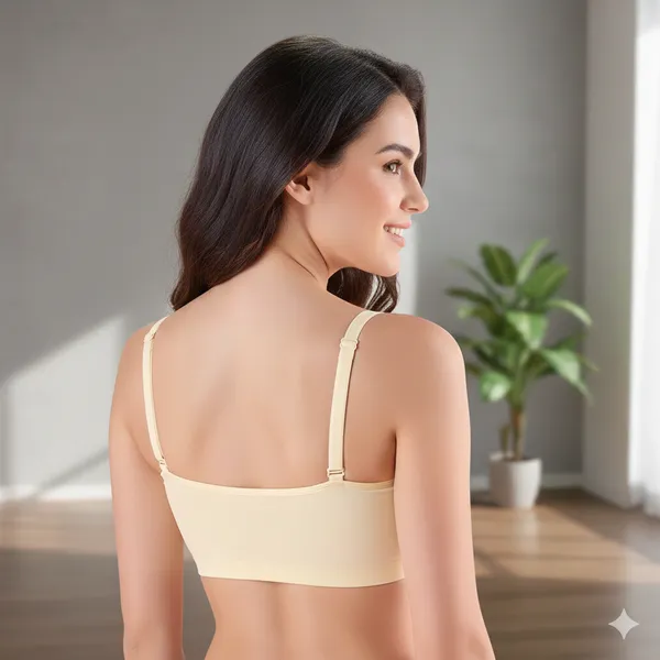 CREAM_Cotton_Lycra_Sports_Bra_For_Women