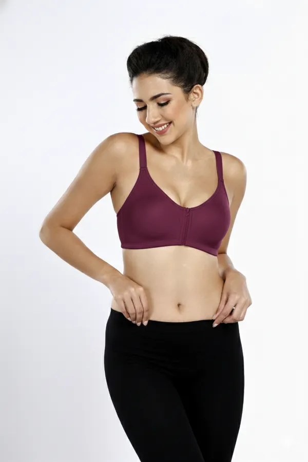 WINE_Pc_Soft_Cotton_Full_Coverage_Non_Padded_Bra_For_Women