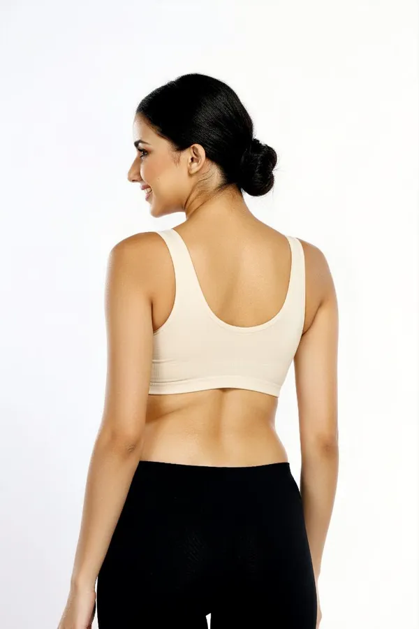 CREAM_Cotton_Lycra_Sports_Bra_For_Women