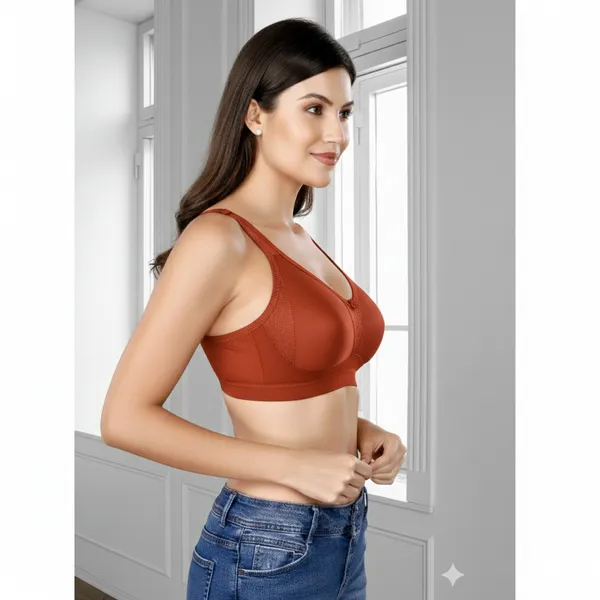 RUST_Cotton_Lycra_Full_Coverage_Non_Padded_Bra_For_Women