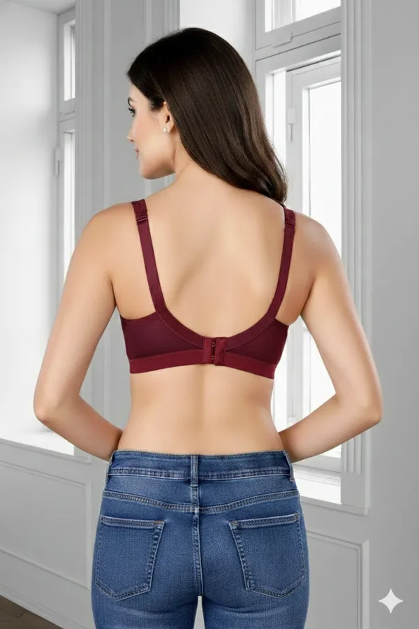 WINE_Cotton_Lycra_Full_Coverage_Non_Padded_Bra_For_Women