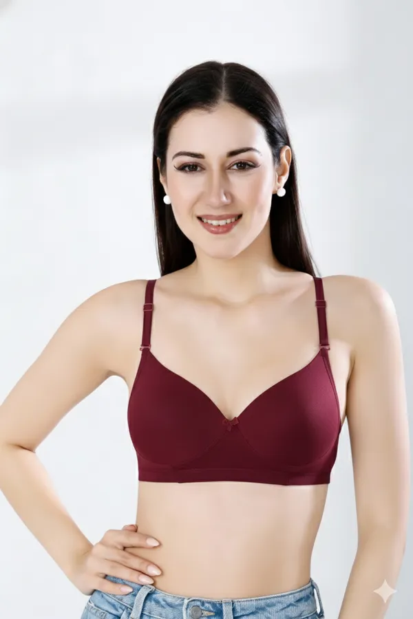 WINE_Cotton_Lycra_Padded_Bra_For_Women