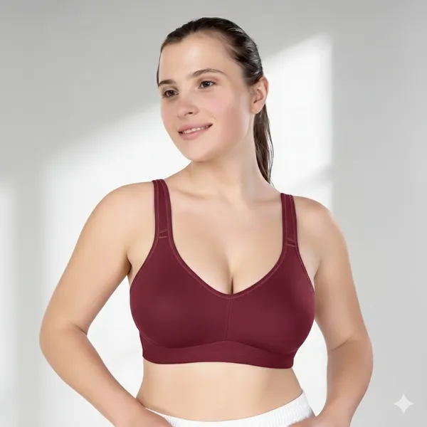 Wine_Cotton_Spacer_Fabric_Full_Coverage_Non_Padded_Bra_For_Women