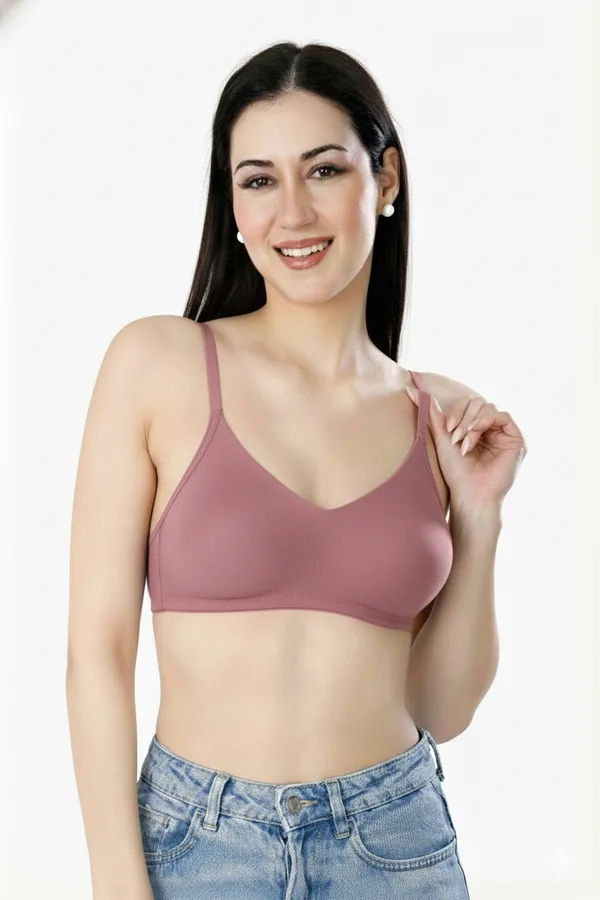 DUSTY_PINK_Pc_Soft_Cotton_Everyday_T_Shirt_Bra_For_Women