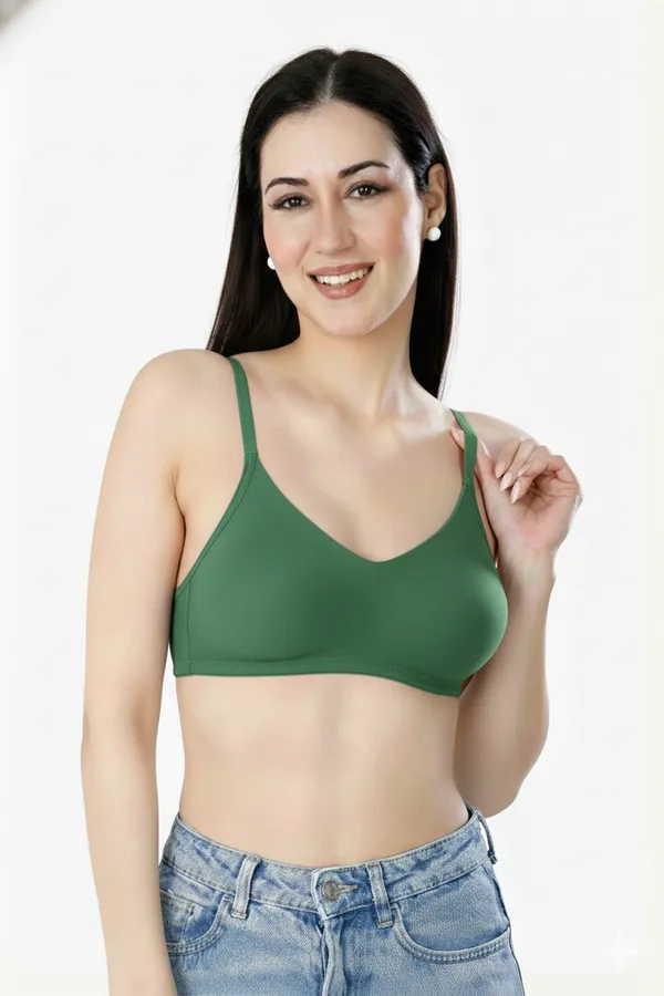 GREEN_Pc_Soft_Cotton_Everyday_T_Shirt_Bra_For_Women