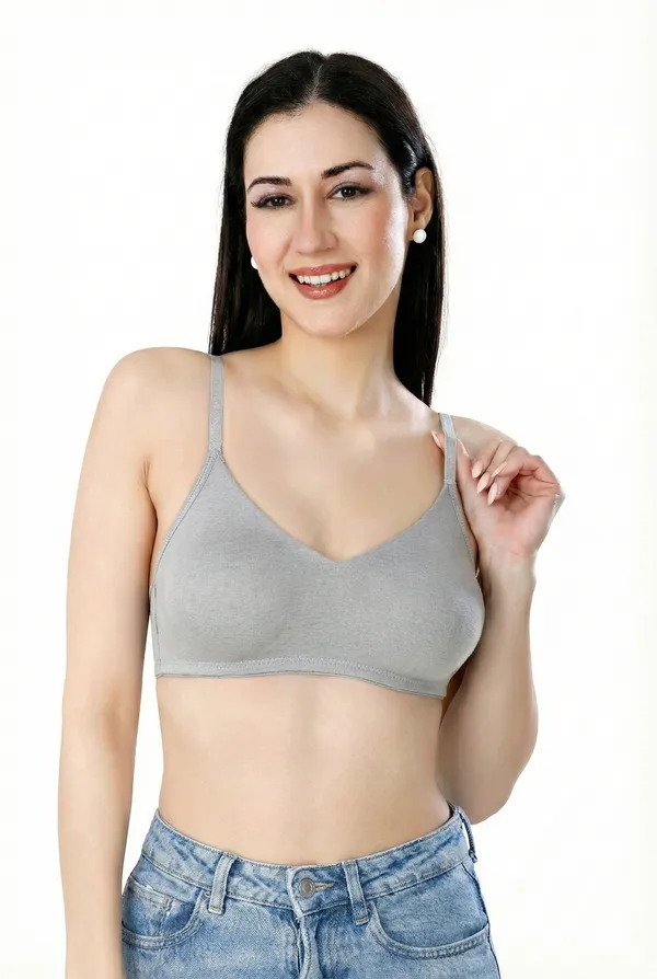 LT_GREY_Pc_Soft_Cotton_Everyday_T_Shirt_Bra_For_Women