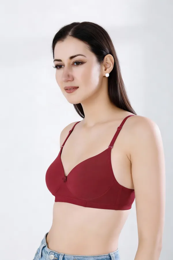 Maroon_Cotton_Lycra_Padded_Bra_For_Women