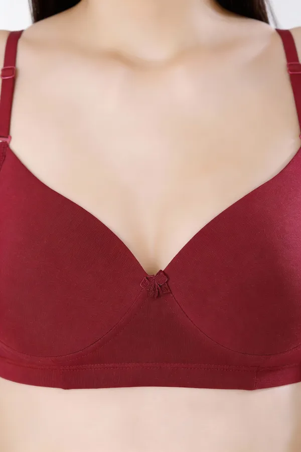 Maroon_Cotton_Lycra_Padded_Bra_For_Women