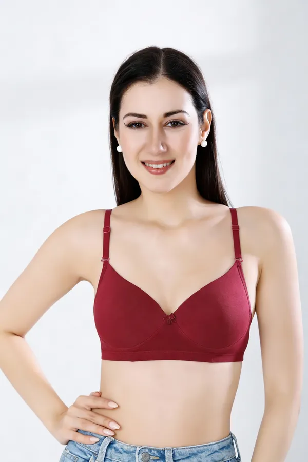 Maroon_Cotton_Lycra_Padded_Bra_For_Women