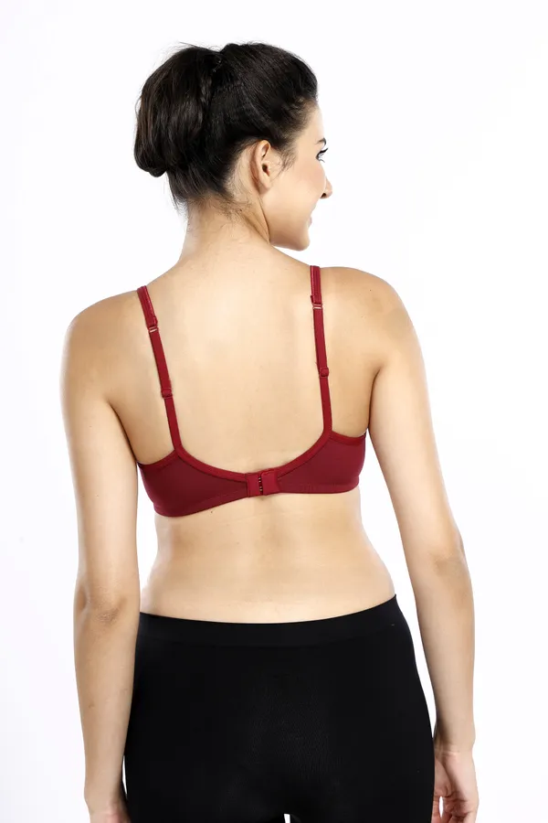 Maroon_And_Black_Cotton_Lycra_Side_Support_Bra_For_Women