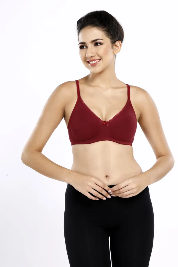 Maroon_And_Black_Cotton_Lycra_Side_Support_Bra_For_Women