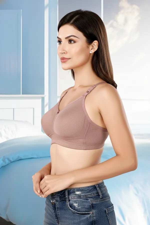 Beige_Pc_Soft_Cotton_Full_Coverage_Non_Padded_Bra_For_Women