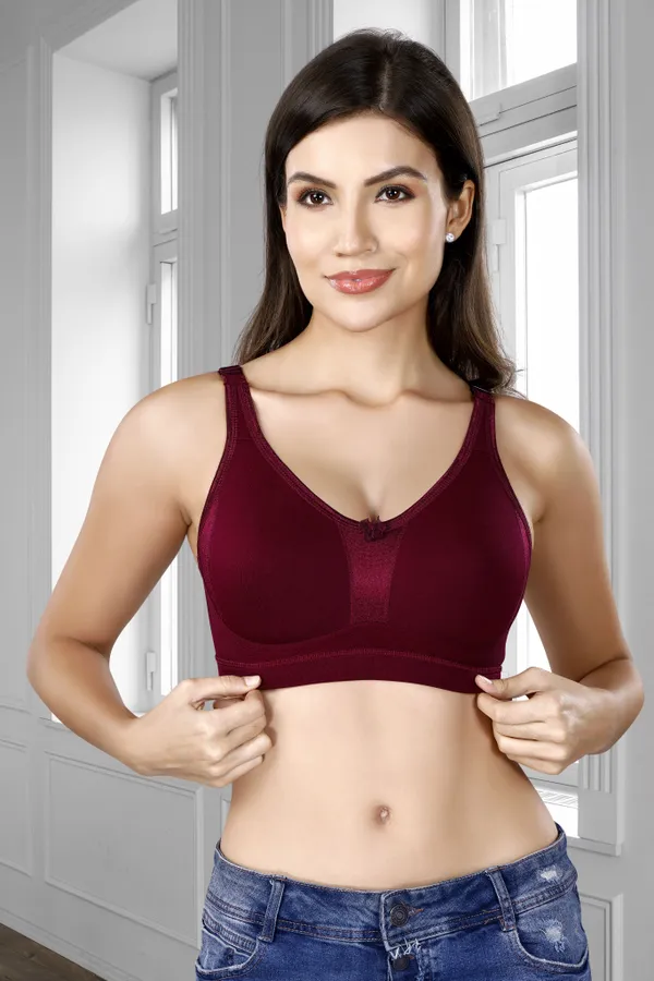 Maroon_Cotton_Lycra_Full_Coverage_Non_Padded_Bra_For_Women