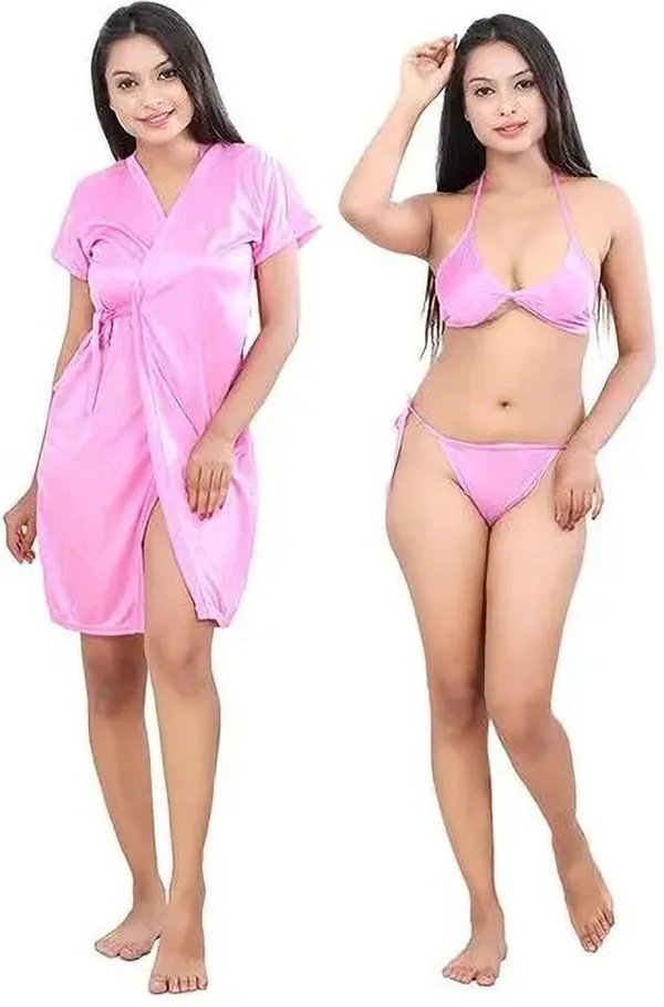Pink_Regular_Satin_Solid_Lingerie_Robe_Set_For_Women