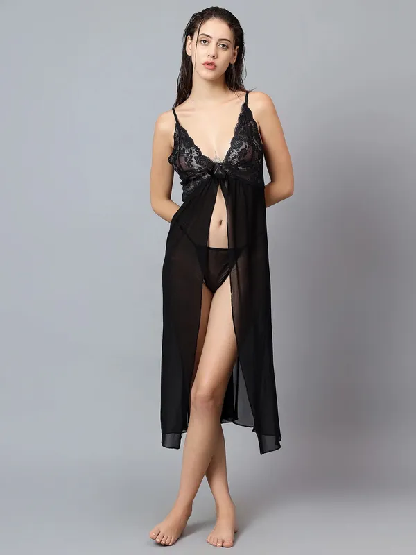 Black_Net_Regular_Chemise_For_Women
