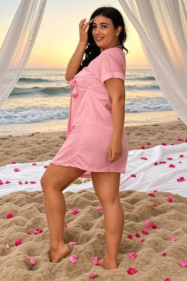 Pink_Satin_Regular_Nightdress_For_Women