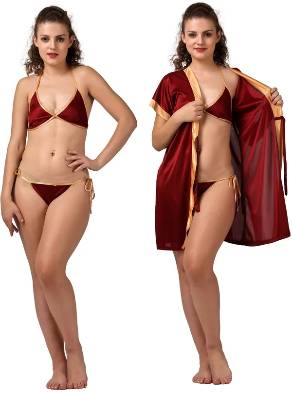 Gold_Satin_Regular_Robe_And_Lingerie_Set_For_Women