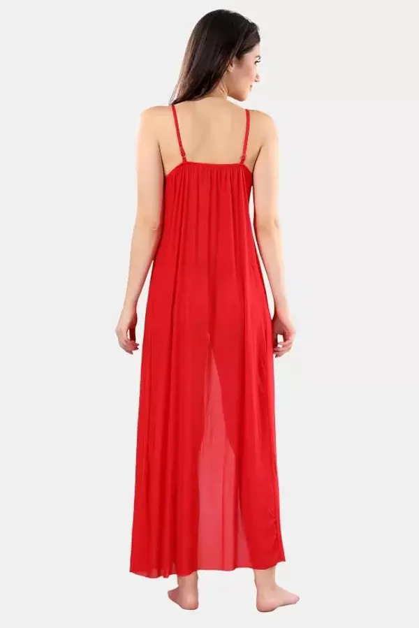 Red_Regular_Net_Solid_Chemise_Set_For_Women