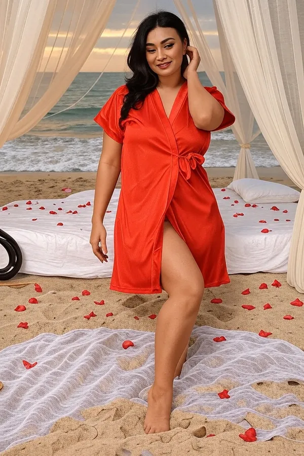 Red_Satin_Regular_Robe_And_Lingerie_Set_For_Women
