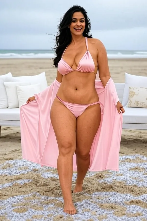 Pink_Satin_Regular_Robe_And_Lingerie_Set_For_Women